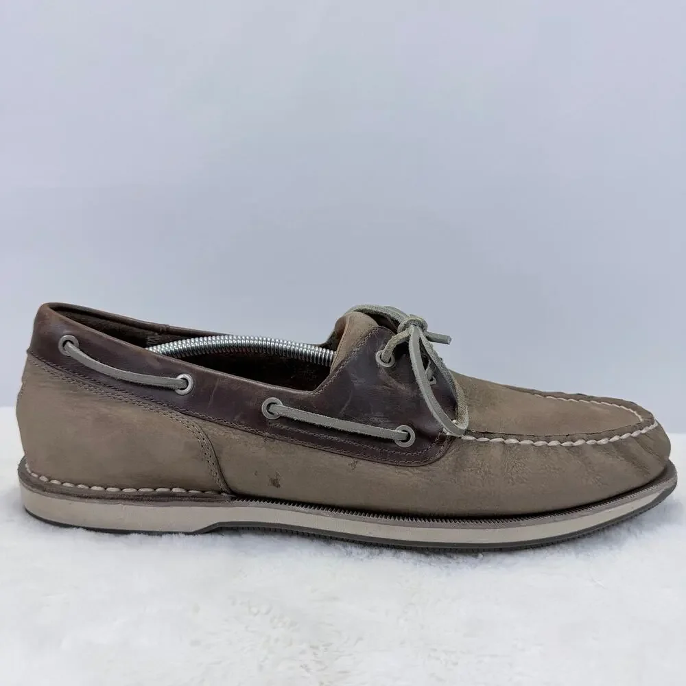 Rockport Authentic Original Men’s Two-Tone Leather Boat Shoes Size 14